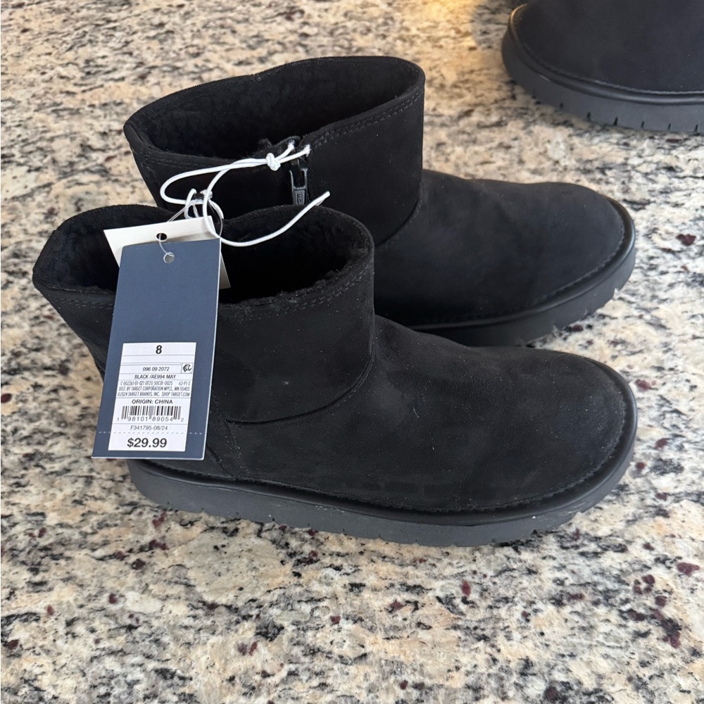 Women’s Black Suede Ankle Boots with Side Zip